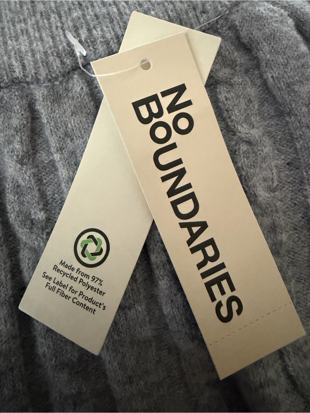 NWT NO BOUNDARIES Heather Grey Cable Knit Flare Leg Sweater Pants Size XL 16/18 - Picture 6 of 8